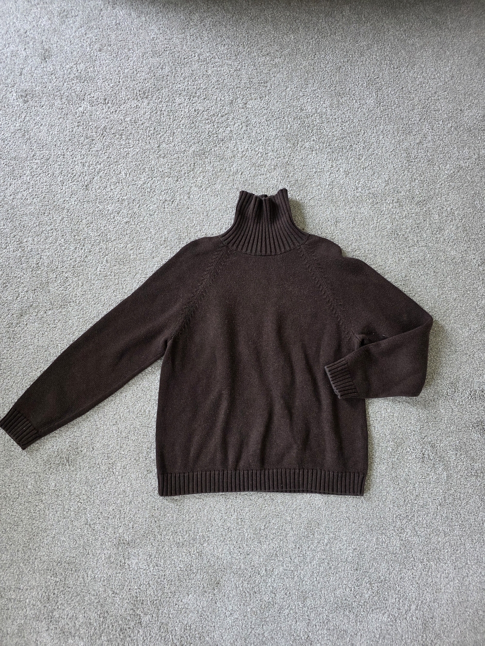 Lands End Chocolate Brown Cotton Turtleneck Sweater